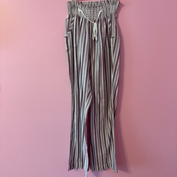 Ci Sono Pants - Ci Sono Multicolor Striped Wide-Leg Linen-Blend Pants